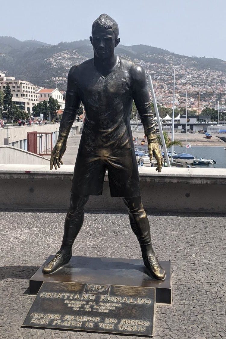 Cristiano Ronaldo statue in Funchal, Madeira, Portugal