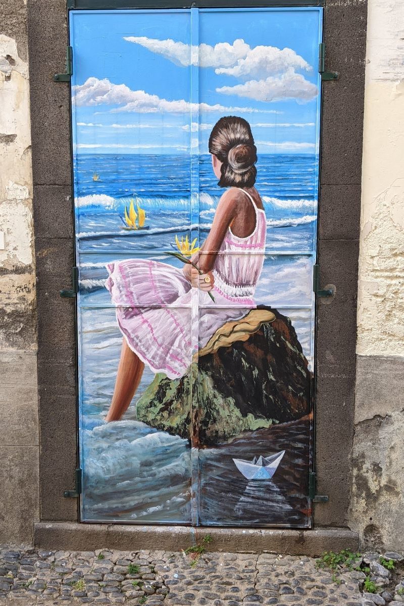 Mural on a doorway in Rua de Santa Maria, Funchal, Madeira